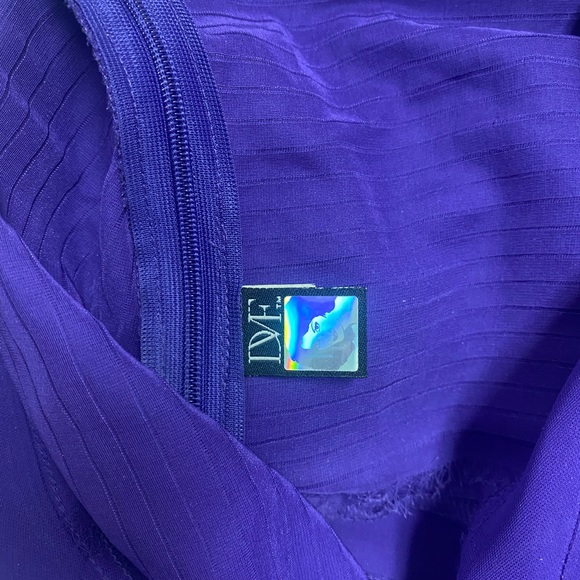 Diane Von Furstenberg Purple Pleated Silk Square Neck Merle Dress size 0 - Picture 7 of 16